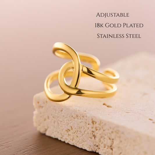 MONOZO 18k Gold plated Ring for Women | Anti Tarnish Stainless Steel Adjustable Finger Ring for Girls | High Quality non faded Ring | Girl Fashion Jewellery