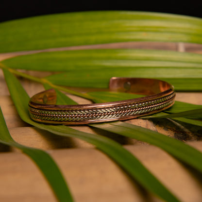Engraved 2 Magnet Copper Kada