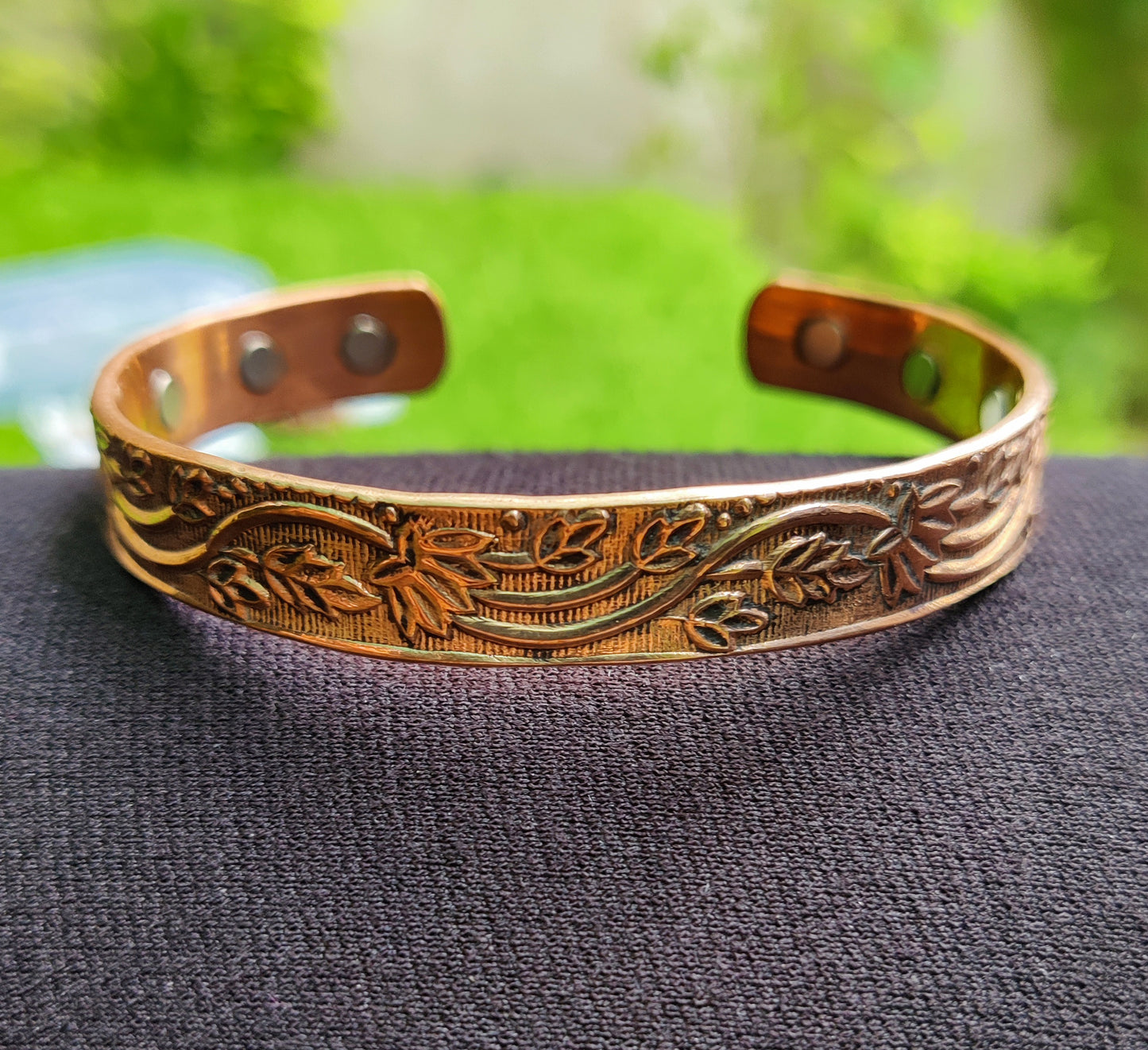 6 Magnets Engraved Design Copper Bracelet|Copper Cuff Bracelet|Copper Bracelet for Men and Women
