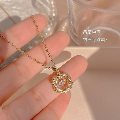 Heart Flower Diamond Pendant Necklace (Gold/Silver)
