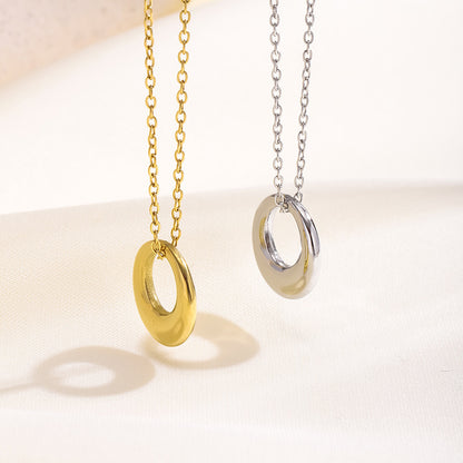 Trendy Round Ring Pendant Necklace (Gold/Silver)
