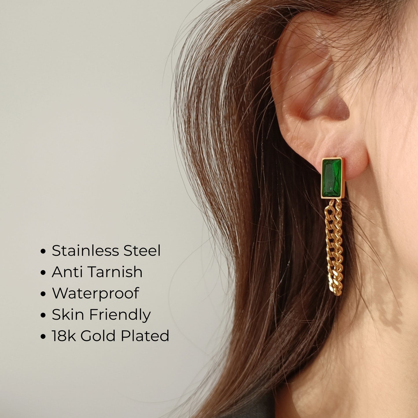 Emerald Chain Jacket Earring