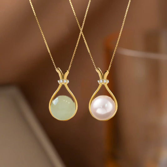 Lucky Potli Pendant Necklace (Green/White)