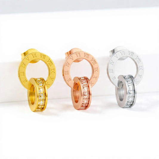 Roman Number Stud Earring (Gold/Silver/Rose Gold)
