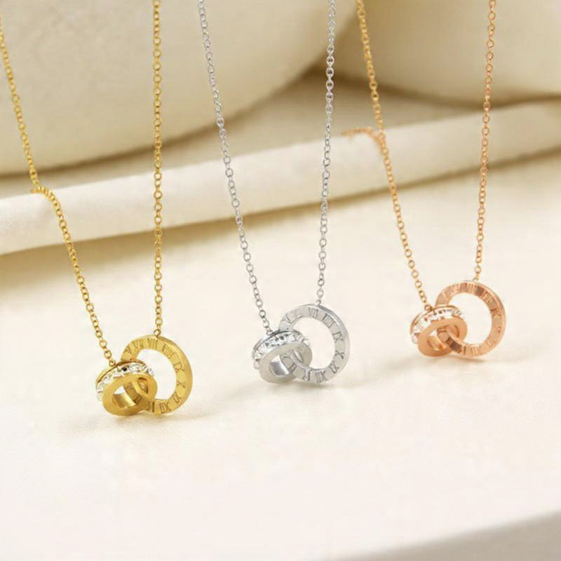 Roman Numeral Pendant Necklace (Gold/Silver/Rose Gold)