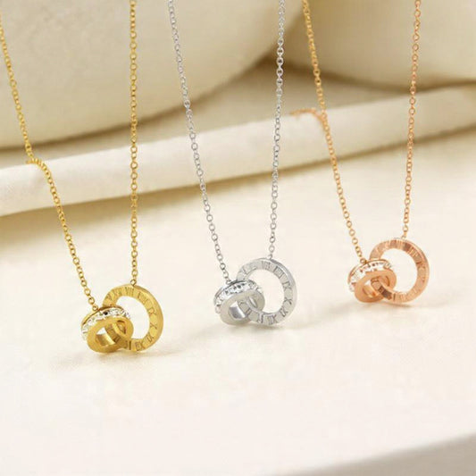 Roman Numeral Pendant Necklace (Gold/Silver/Rose Gold)